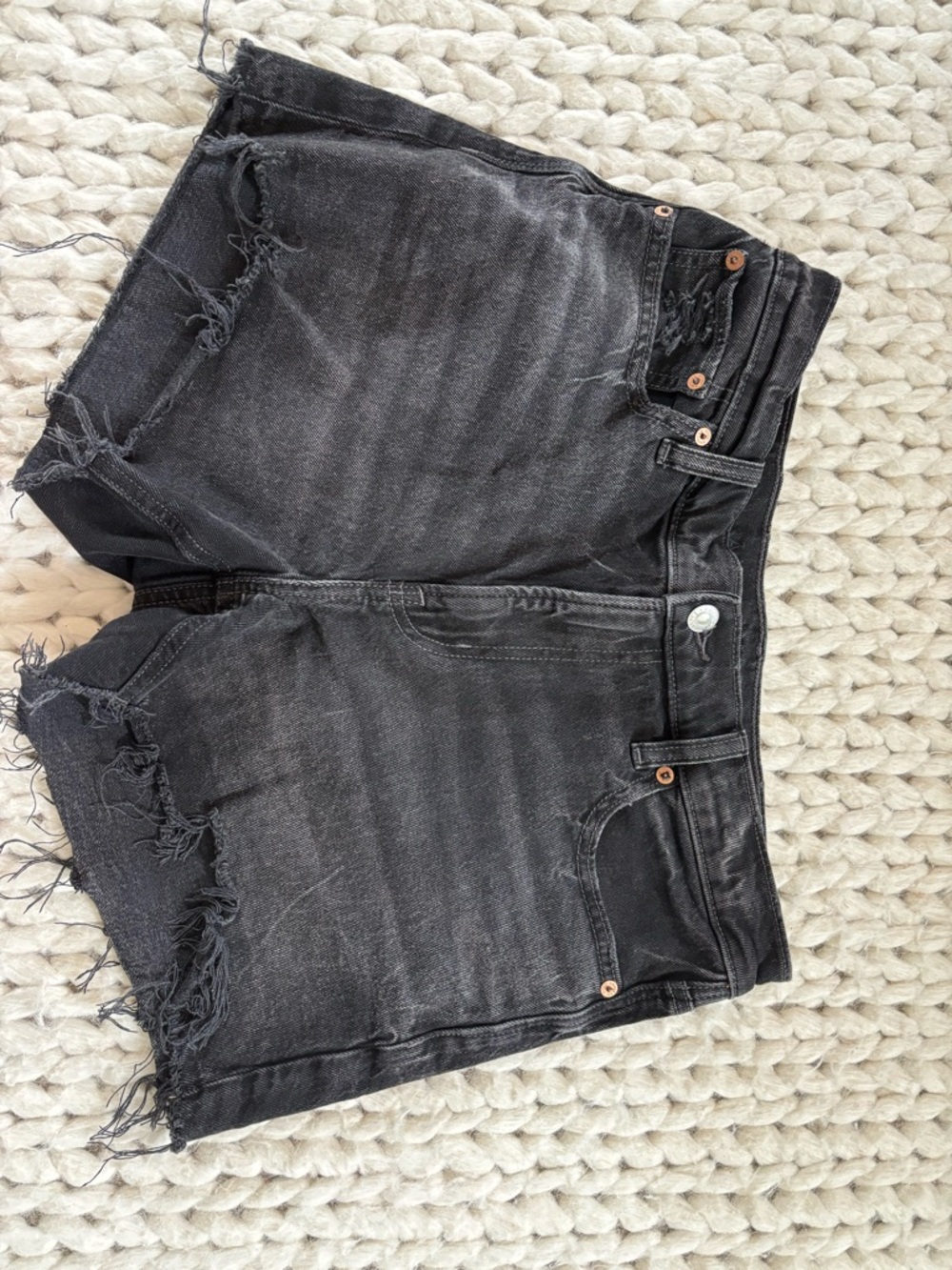 American Eagle Outfitters Black Distressed Cutoff Denim Shorts